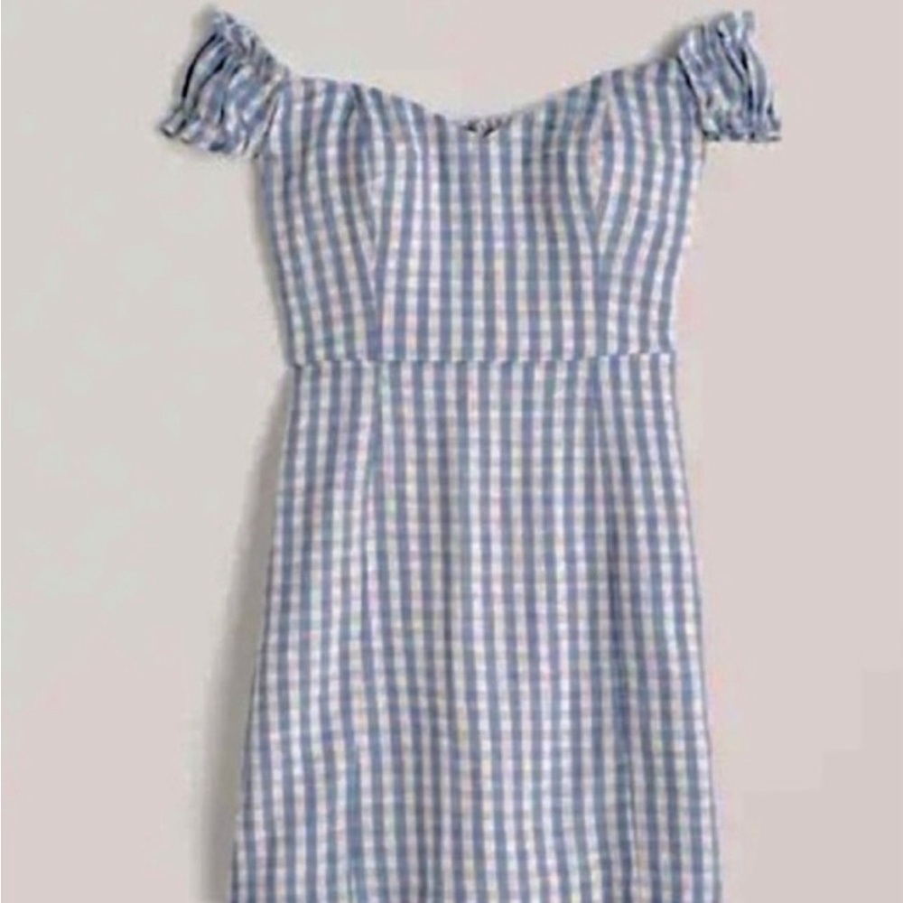 A&F white and blue plaid gingham mini dress